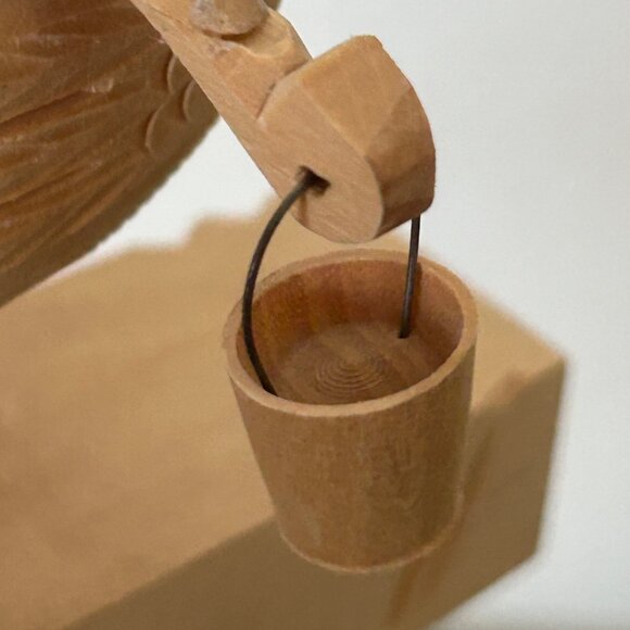 USSR Russia Wooden Hand Carved Moving Rooster Chicken with Buckets Toy - Picture 6 of 11